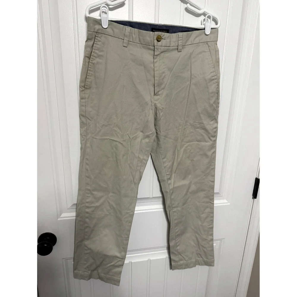 Banana Republic Emerson Chino Mens 31x32 Tan Khaki Stretch Cotton Pants